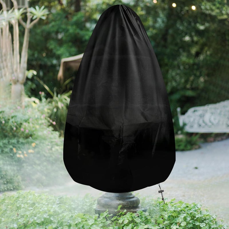 EcoBrisa Garden Fountain Cover, 48"x68" Waterproof Oxford Garden Statue Protective Cover, Outdoor Statue Protecter with Drawstring for Winter Bird Bath & Outdoor 2-3 Tier Fountains, Black - Image 1